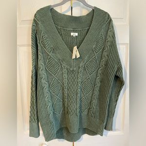 Aerie cable v sweater NWT